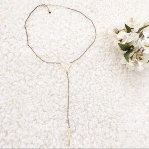 Faux Gold Chevron V Necklace